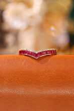 Load image into Gallery viewer, LUOWEND 18K Yellow Gold Real Natural Diamond and Ruby Ring for Women
