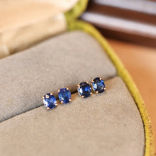 Load image into Gallery viewer, LUOWEND 18K Yellow Gold Fashion INS Style Natural Sapphire Earrings for Women
