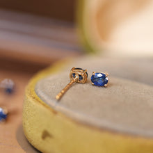 Load image into Gallery viewer, LUOWEND 18K Yellow Gold Fashion INS Style Natural Sapphire Earrings for Women
