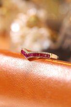 Load image into Gallery viewer, LUOWEND 18K Yellow Gold Real Natural Diamond and Ruby Ring for Women
