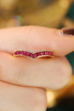 Load image into Gallery viewer, LUOWEND 18K Yellow Gold Real Natural Diamond and Ruby Ring for Women
