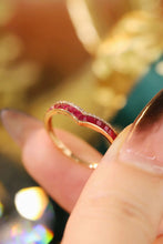 Load image into Gallery viewer, LUOWEND 18K Yellow Gold Real Natural Diamond and Ruby Ring for Women
