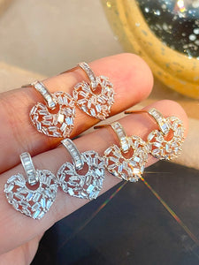 LUOWEND 18K White/Yellow/Rose Gold Natural Diamond Earrings for Women