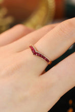 Load image into Gallery viewer, LUOWEND 18K Yellow Gold Real Natural Diamond and Ruby Ring for Women
