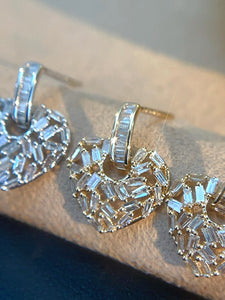LUOWEND 18K White/Yellow/Rose Gold Natural Diamond Earrings for Women