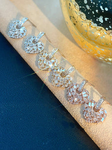LUOWEND 18K White/Yellow/Rose Gold Natural Diamond Earrings for Women