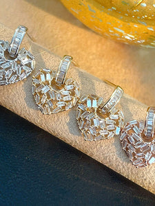 LUOWEND 18K White/Yellow/Rose Gold Natural Diamond Earrings for Women