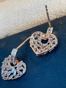 LUOWEND 18K White/Yellow/Rose Gold Natural Diamond Earrings for Women