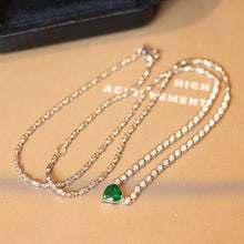 Load image into Gallery viewer, LUOWEND 18K White Gold Fine Jewelry Natural Emerald Necklace for Women
