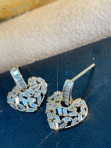 LUOWEND 18K White/Yellow/Rose Gold Natural Diamond Earrings for Women