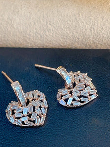 LUOWEND 18K White/Yellow/Rose Gold Natural Diamond Earrings for Women