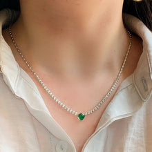 Load image into Gallery viewer, LUOWEND 18K White Gold Fine Jewelry Natural Emerald Necklace for Women
