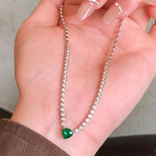 Load image into Gallery viewer, LUOWEND 18K White Gold Fine Jewelry Natural Emerald Necklace for Women
