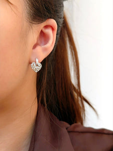 LUOWEND 18K White/Yellow/Rose Gold Natural Diamond Earrings for Women