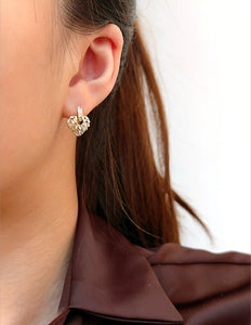 LUOWEND 18K White/Yellow/Rose Gold Natural Diamond Earrings for Women
