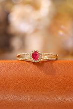 Load image into Gallery viewer, LUOWEND 18K Yellow Gold Real Natural Diamond and Ruby Ring for Women
