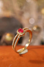 Load image into Gallery viewer, LUOWEND 18K Yellow Gold Real Natural Diamond and Ruby Ring for Women
