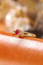Load image into Gallery viewer, LUOWEND 18K Yellow Gold Real Natural Diamond and Ruby Ring for Women

