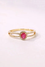 Load image into Gallery viewer, LUOWEND 18K Yellow Gold Real Natural Diamond and Ruby Ring for Women
