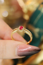 Load image into Gallery viewer, LUOWEND 18K Yellow Gold Real Natural Diamond and Ruby Ring for Women
