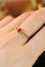 Load image into Gallery viewer, LUOWEND 18K Yellow Gold Real Natural Diamond and Ruby Ring for Women

