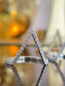 LUOWEND 18K White or Yellow Gold Natural Diamond Ring for Women