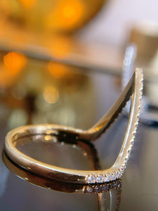 LUOWEND 18K White or Yellow Gold Natural Diamond Ring for Women