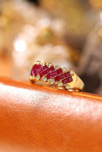 Load image into Gallery viewer, LUOWEND 18K Yellow Gold Real Natural Diamond and Ruby Ring for Women
