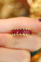 Load image into Gallery viewer, LUOWEND 18K Yellow Gold Real Natural Diamond and Ruby Ring for Women
