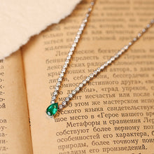 Load image into Gallery viewer, LUOWEND 18K White Gold Fine Jewelry Natural Emerald Necklace for Women
