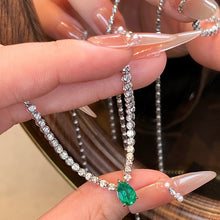 Load image into Gallery viewer, LUOWEND 18K White Gold Fine Jewelry Natural Emerald Necklace for Women
