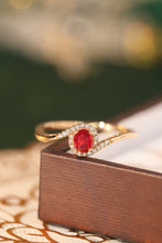 Load image into Gallery viewer, LUOWEND 18K Yellow Gold Real Natural Diamond and Ruby Ring for Women
