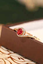 Load image into Gallery viewer, LUOWEND 18K Yellow Gold Real Natural Diamond and Ruby Ring for Women
