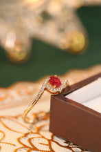 Load image into Gallery viewer, LUOWEND 18K Yellow Gold Real Natural Diamond and Ruby Ring for Women
