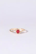Load image into Gallery viewer, LUOWEND 18K Yellow Gold Real Natural Diamond and Ruby Ring for Women
