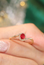 Load image into Gallery viewer, LUOWEND 18K Yellow Gold Real Natural Diamond and Ruby Ring for Women
