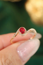 Load image into Gallery viewer, LUOWEND 18K Yellow Gold Real Natural Diamond and Ruby Ring for Women
