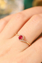 Load image into Gallery viewer, LUOWEND 18K Yellow Gold Real Natural Diamond and Ruby Ring for Women
