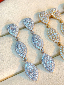 LUOWEND 18K White/Yellow/Rose Gold Natural Diamond Earrings for Women