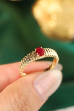 Load image into Gallery viewer, LUOWEND 18K Yellow Gold Real Natural Ruby Ring for Women
