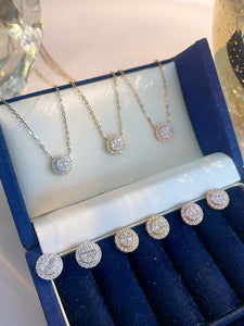 LUOWEND 18K White/Yellow/Rose Gold Natural Diamond Necklace for Women