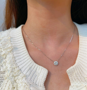 LUOWEND 18K White/Yellow/Rose Gold Natural Diamond Necklace for Women
