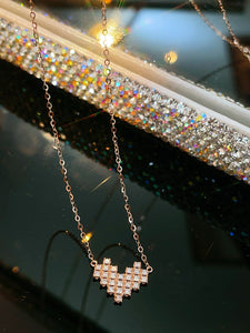 LUOWEND 18K White/Yellow/Rose Gold Natural Diamond Pendant Necklace for Women