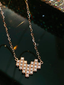LUOWEND 18K White/Yellow/Rose Gold Natural Diamond Pendant Necklace for Women