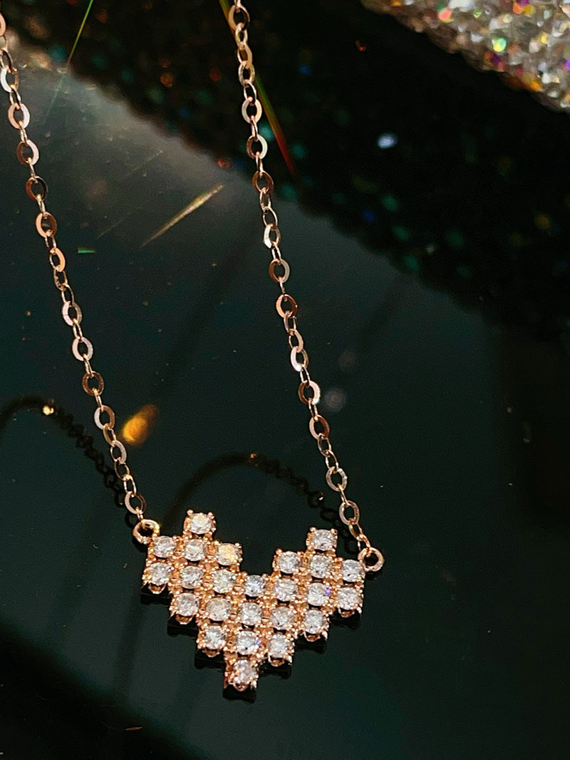 LUOWEND 18K White/Yellow/Rose Gold Natural Diamond Pendant Necklace for Women