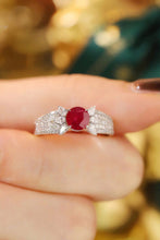 Load image into Gallery viewer, LUOWEND 18K White Gold Real Natural Diamond and Ruby Ring for Women
