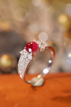 Load image into Gallery viewer, LUOWEND 18K White Gold Real Natural Diamond and Ruby Ring for Women
