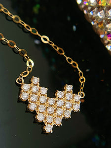 LUOWEND 18K White/Yellow/Rose Gold Natural Diamond Pendant Necklace for Women