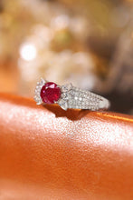 Load image into Gallery viewer, LUOWEND 18K White Gold Real Natural Diamond and Ruby Ring for Women
