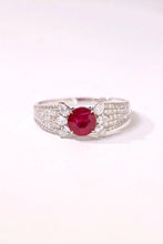 Load image into Gallery viewer, LUOWEND 18K White Gold Real Natural Diamond and Ruby Ring for Women
